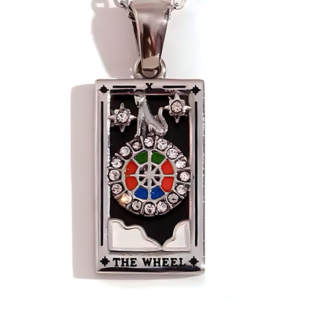 COPY - Dainty Tarot Card Necklace | The Wheel | 18k Gold Plated, 316L Stainless…